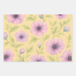 Pastel Botanical Wrapping Paper Set of 3 ラッピングペーパーシート