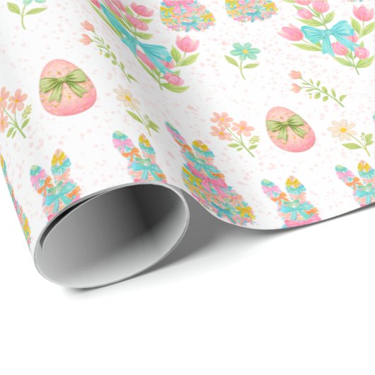 Pastel Bow Bunny Easter Pattern ラッピングペーパー (ロールコーナー)
