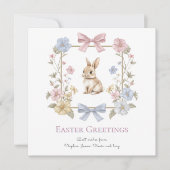 Pastel Bow Floral Bunny Easter Card シーズンカード (正面)