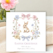 Pastel Bow Floral Bunny Easter Card シーズンカード