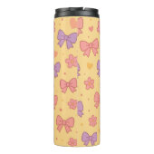 Pastel Bows & Flowers Pattern – Cute Yellow Girly  タンブラー (裏面)