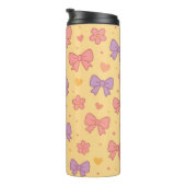 Pastel Bows & Flowers Pattern – Cute Yellow Girly  タンブラー (回転右)