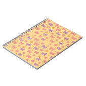 Pastel Bows & Flowers Pattern – Cute Yellow Girly ノートブック (左側)