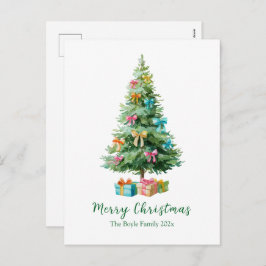 Pastel Bows Ribbons Christmas Tree Postcard シーズンポストカード