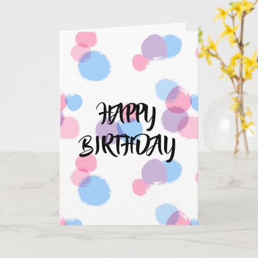 Pastel Brush Stroke Circles Birthday Card カード (黄色い花)