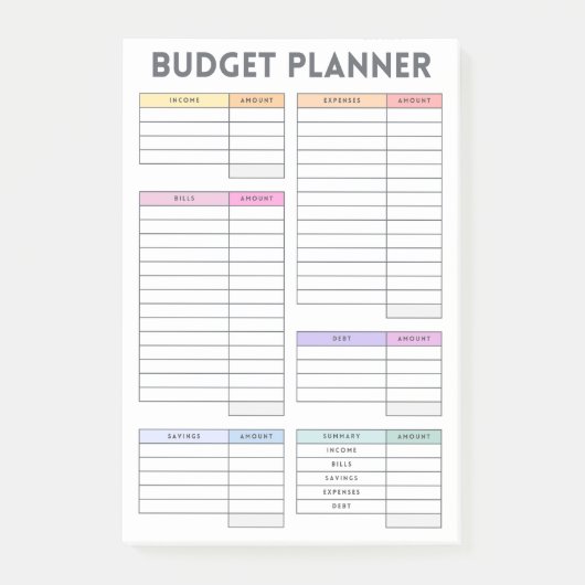 Pastel Budget Planner Layout ポストイット (正面)