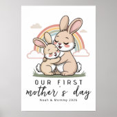 Pastel Bunny Mom Baby First Mothers Day Calm Love ポスター (正面)