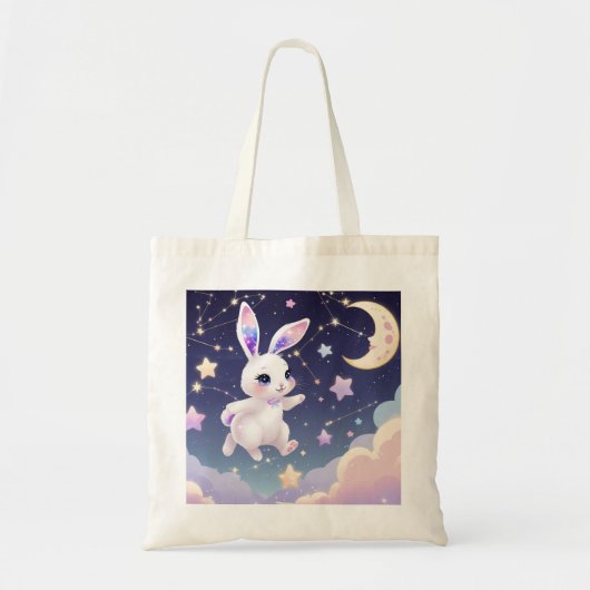 Pastel Bunny Tote Bag – Celestial Kawaii Rabbit トートバッグ (正面)