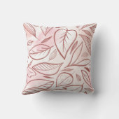 Pastel Burgundy Drawn Leaves Pattern クッション (裏面)