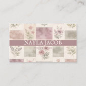 Pastel Burgundy Pretty Girly Purple Green Pattern 名刺 (正面)