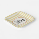 Pastel Butter Yellow and Orange Stripes and Dog ペーパープレート (傾斜あり)