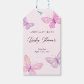 Pastel Butterflies Pink Purple Baby Shower ギフトタグ (正面)