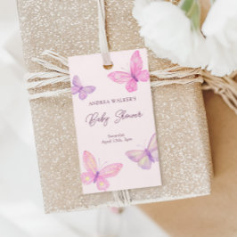 Pastel Butterflies Pink Purple Baby Shower ギフトタグ