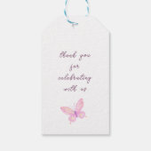 Pastel Butterflies Pink Purple Baby Shower ギフトタグ (裏面)