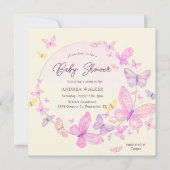 Pastel Butterflies Pink Purple Elegant Baby Shower 招待状 (正面)