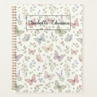 Pastel Butterfly Floral Notebook Cover Background プランナー手帳