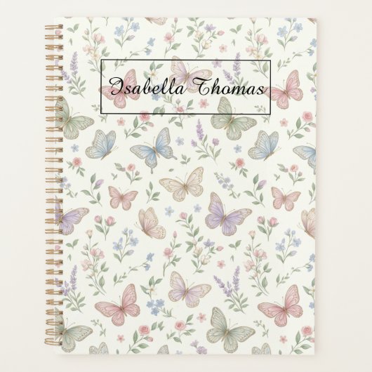 Pastel Butterfly Floral Notebook Cover Background プランナー手帳 (正面)