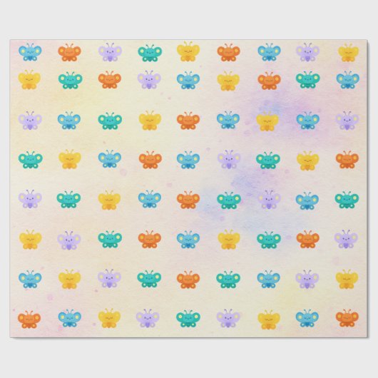 Pastel Butterfly Gift Wrap – Kawaii Wrapping Paper ラッピングペーパー (フラット)
