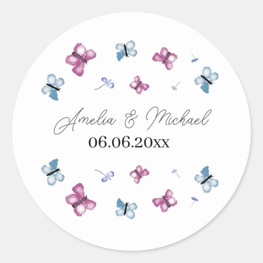 Pastel Butterfly Wedding Envelope Seal  ラウンドシール (正面)