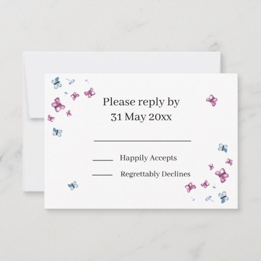 Pastel Butterfly Wedding RSVP insert (正面)
