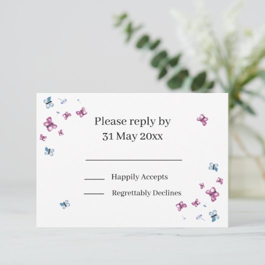 Pastel Butterfly Wedding RSVP insert (スタンド正面)