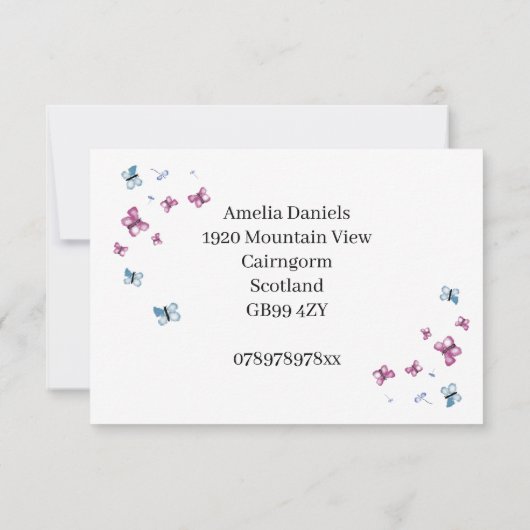 Pastel Butterfly Wedding RSVP insert (裏面)