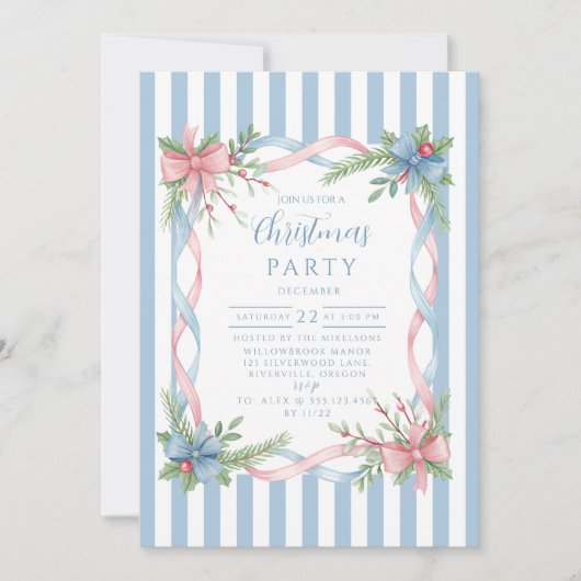 Pastel Candy Cane Christmas 招待状 (正面)