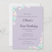 Pastel Candy Fairytale First Birthday Invitation 招待状 (正面)