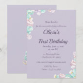 Pastel Candy Fairytale First Birthday Invitation 招待状 (正面/裏面)