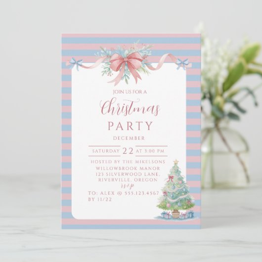 Pastel Candy Stripe Christmas 招待状 (スタンド正面)