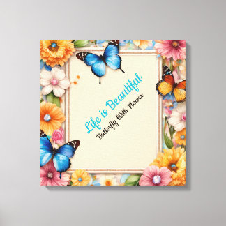 Pastel Cartoon Butterflies Canvas Poster – Cute キャンバスプリント