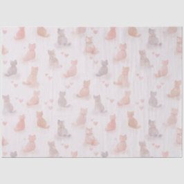 Pastel Cats and Hearts Tissue Paper 薄葉紙