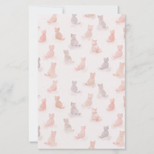 Pastel Cats Pattern Paper Sheet (正面)