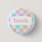 Pastel Checkered “Teach” Button 缶バッジ (正面)