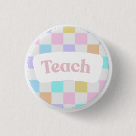 Pastel Checkered “Teach” Button 缶バッジ