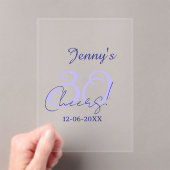 Pastel cheers 30th birthday purple elegant name da アクリル招待状 (インサイチュ (ポータブル))