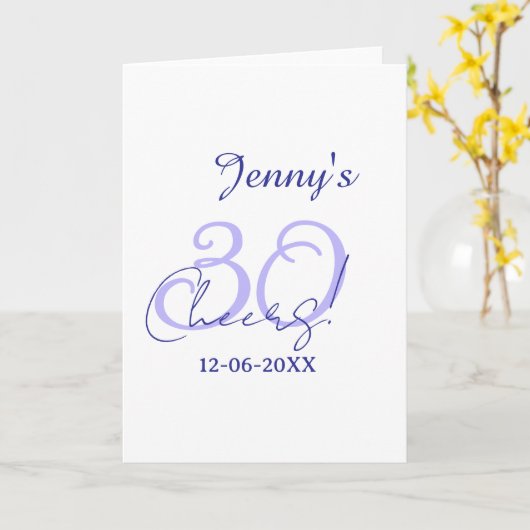 Pastel cheers 30th birthday purple elegant name da カード (黄色い花)