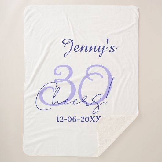 Pastel cheers 30th birthday purple elegant name da シェルパブランケット (正面)