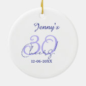Pastel cheers 30th birthday purple elegant name da セラミックオーナメント (裏面)