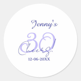 Pastel cheers 30th birthday purple elegant name da ラウンドシール