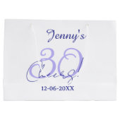 Pastel cheers 30th birthday purple elegant name da ラージペーパーバッグ (裏面)