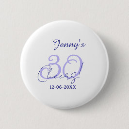 Pastel cheers 30th birthday purple elegant name da 缶バッジ