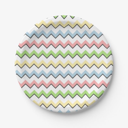 Pastel Chevron-Drop Shadow by Shirley Taylor ペーパープレート (正面)