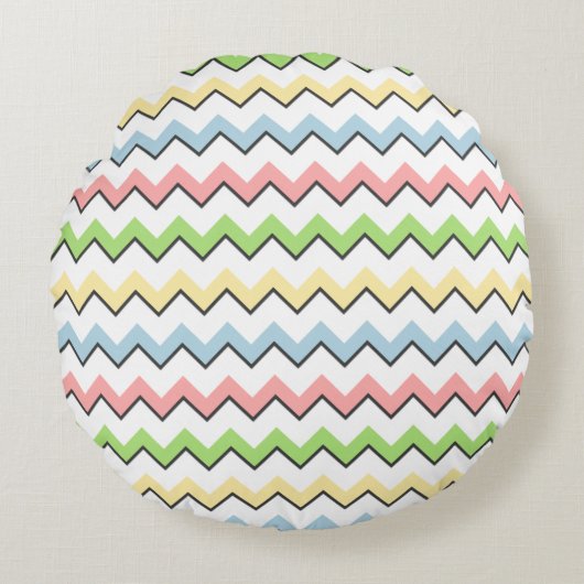 Pastel Chevron-Drop Shadow by Shirley Taylor ラウンドクッション (正面)