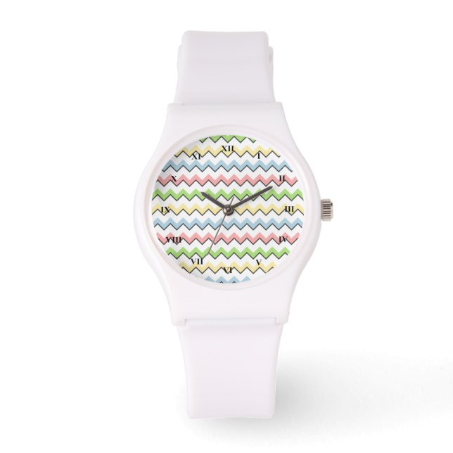 Pastel Chevron-Drop Shadow by Shirley Taylor 腕時計 (正面)