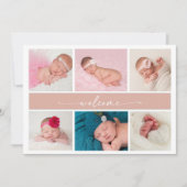 Pastel Chic Baby Photo Collage Announcement Card 招待状 (正面)