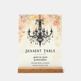 Pastel Chic Elegant Floral Vintage Chandelier アクリルサイン