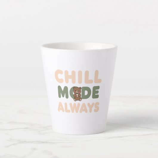 Pastel "Chill Mode Always" Quote カフェラテマグ (正面)