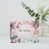 Pastel Christmas Glitter Background with Ornaments シーズンカード (スタンド正面)