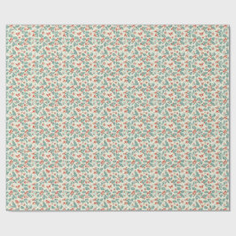 Pastel Christmas Holly & Winter Foliage Pattern ラッピングペーパー
